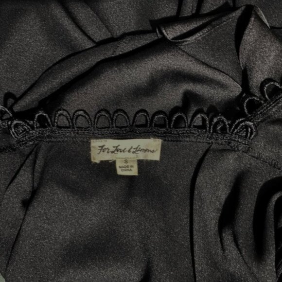 For Love & Lemons Isabella Ruffled Maxi Dress Black Satin Size Small - Picture 9 of 12